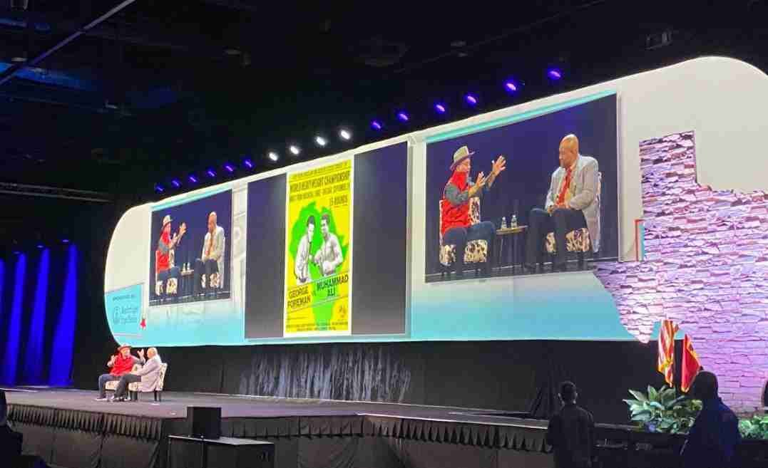 george foreman proves a big hit at speaking event