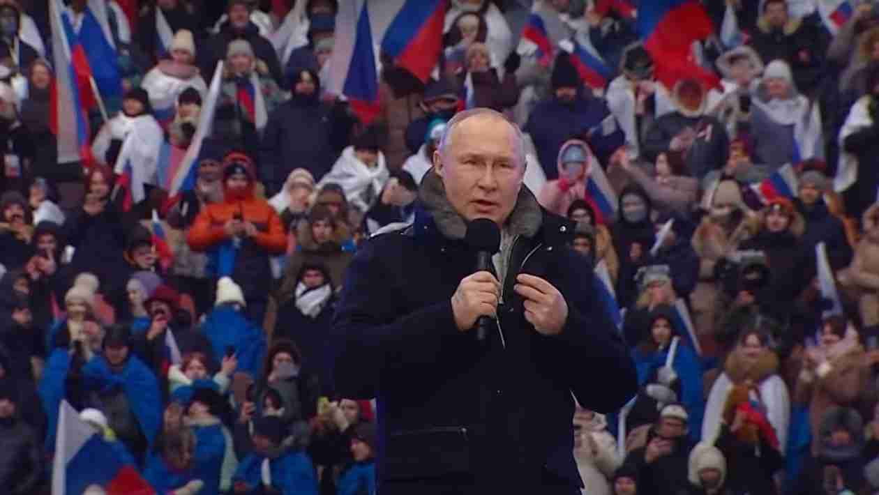 Putin Pays Poor Russians Free Food To Attend Stadium Rally Pedophile Putin Russian Invaders Rape Little Ukrainian Children