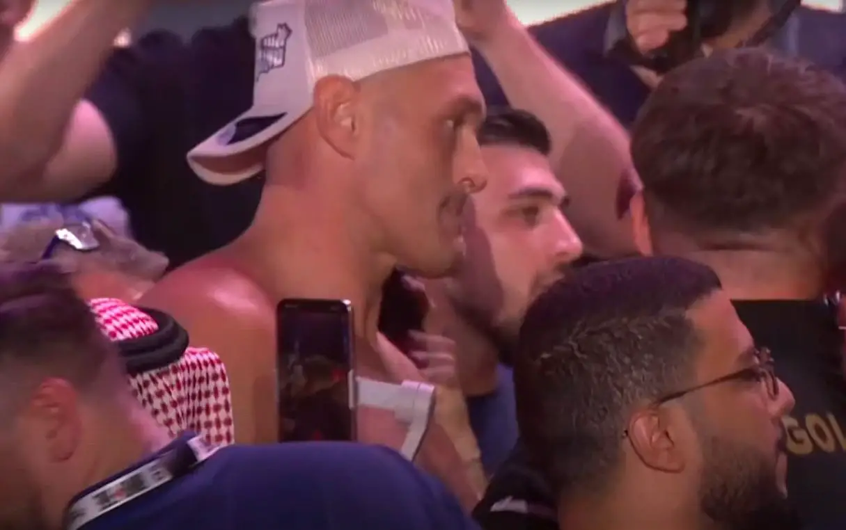 Tyson Fury Pushes Usyk At Final Face Off and Fists Nearly Fly