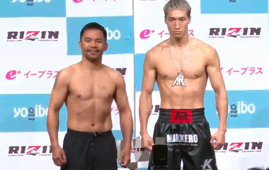 Pacquiao Makes Weight In Japan Opponent Towers Over Him