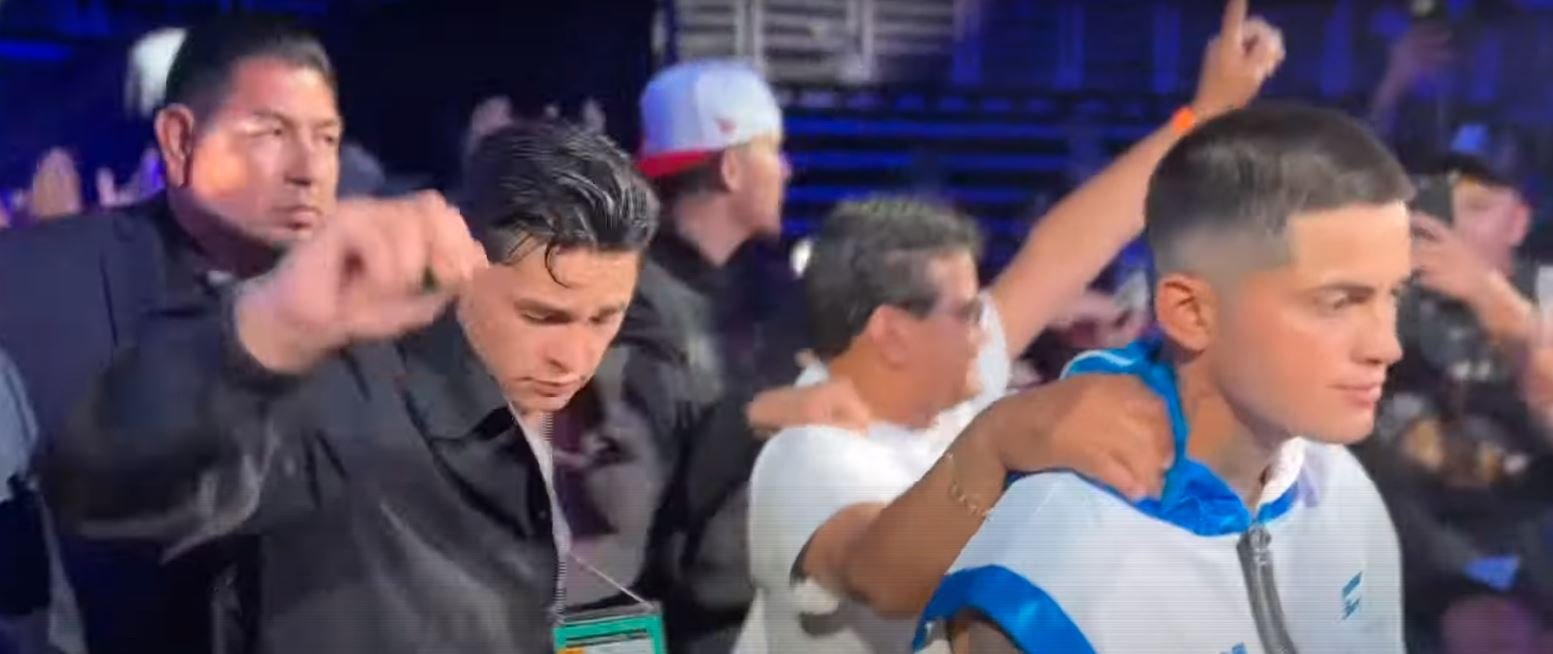ryan garcia and father walk sean garcia to the ring against vargas