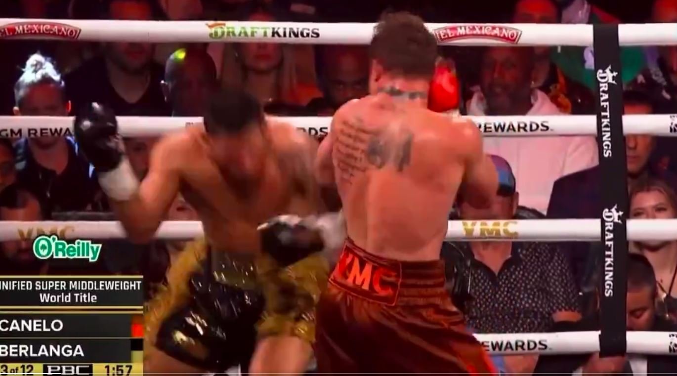 Watch: Canelo Knocks Down Berlanga With Perfect Check Left Hook 2 Canelo Knocks Down Berlanga