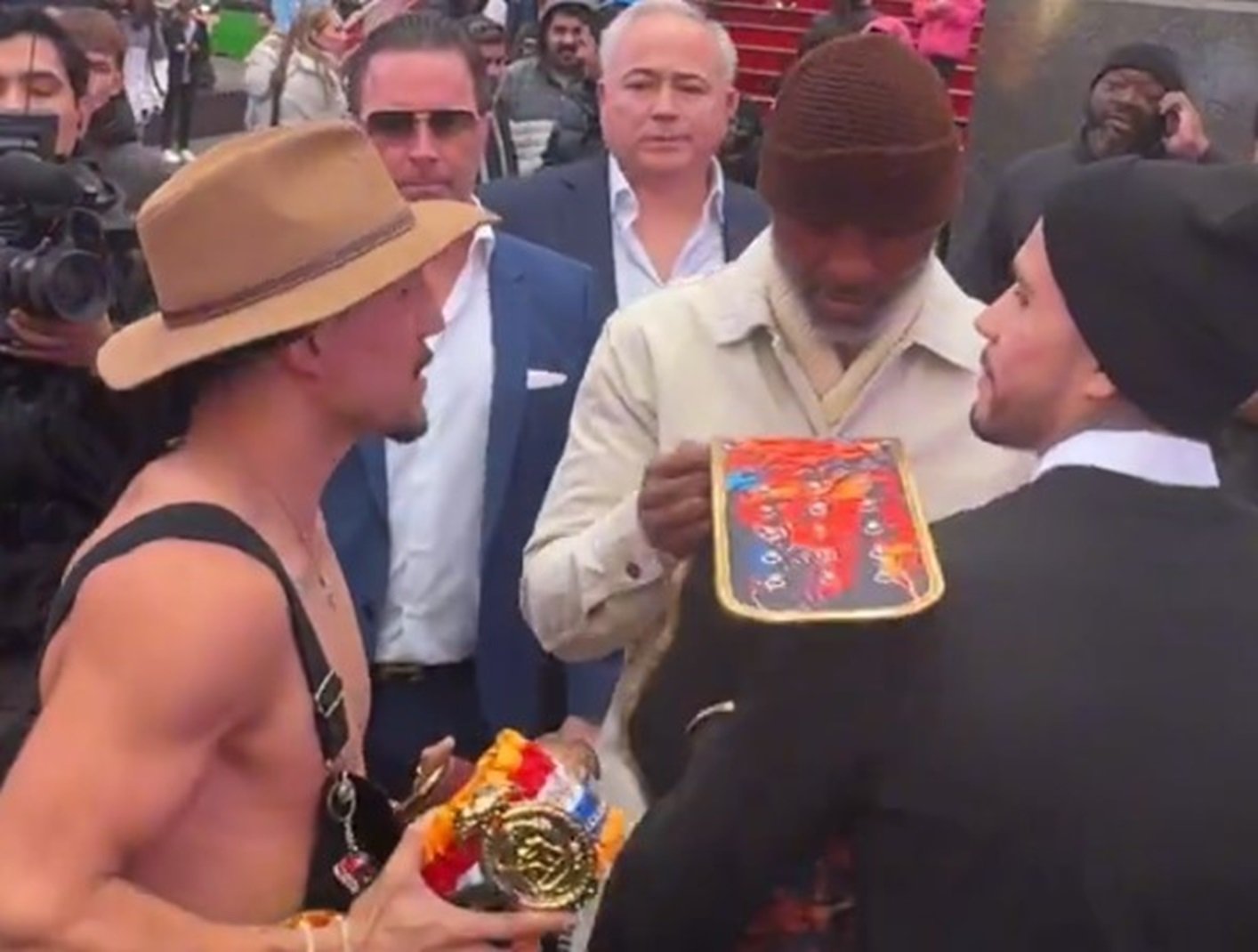Teofimo Lopez And Arnold Barboza Face Off In Times Square With B Hop Presenting Belts 2 Teofimo Lopez And Arnold Barboza Face Off In Times Square With B Hop Presenting Belts