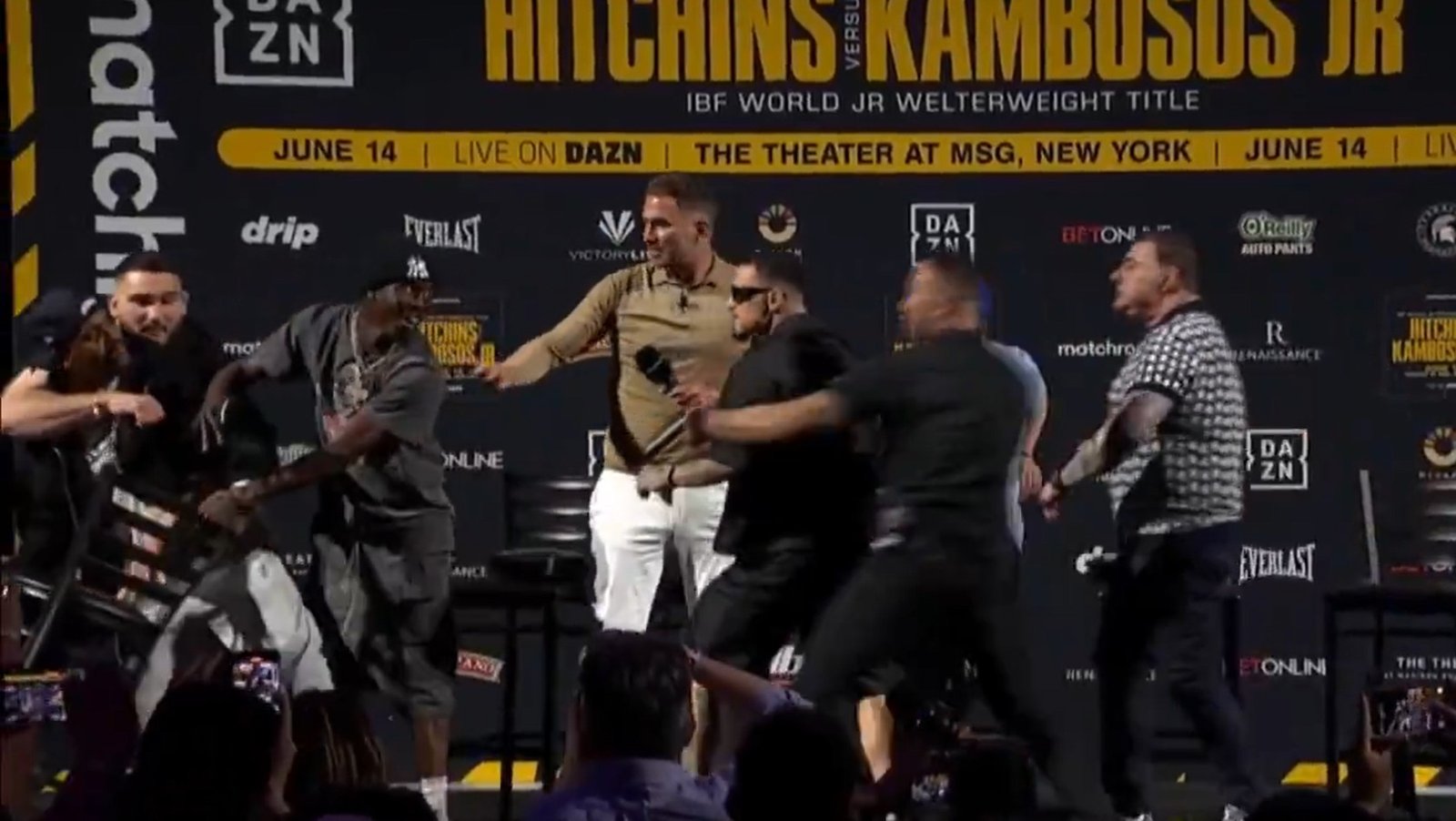 Watch: Hitchins Tries To Throw Chair At George Kambosos 2 Hitchins Tries To Throw Chair At George Kambosos