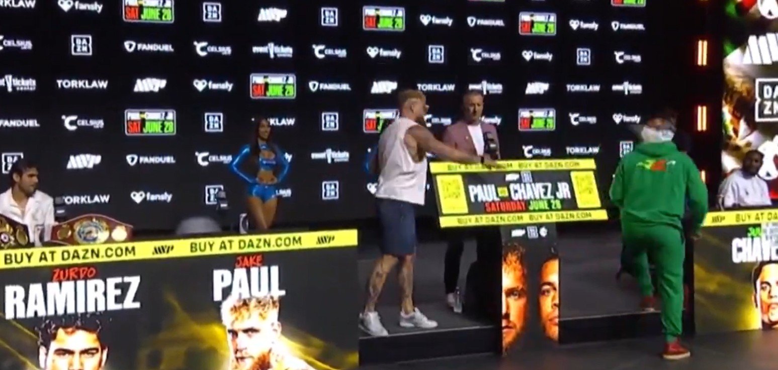 Jake Paul Throws T-Shirt At Chavez Jr