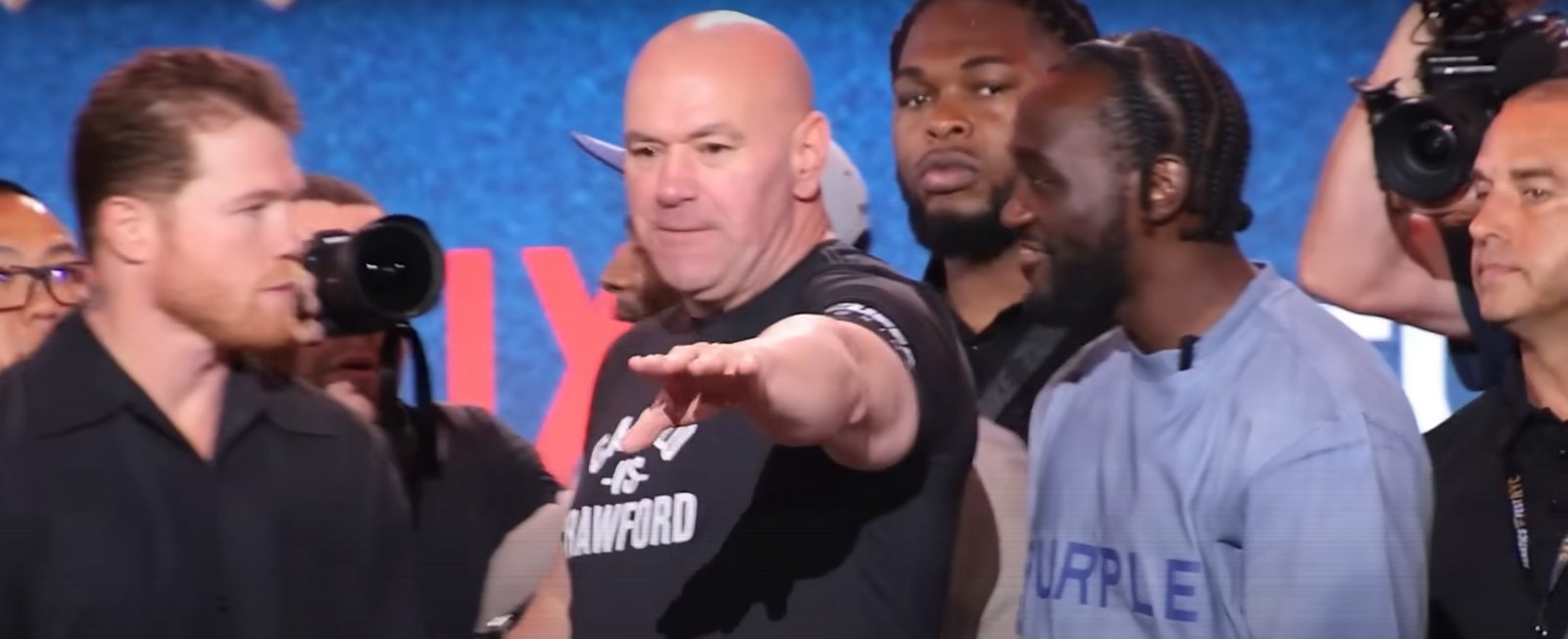 On Stage Angle Of Canelo Shoving Terence Crawford