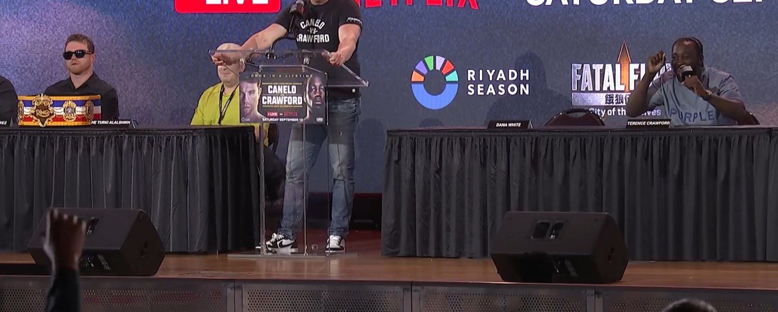 Watch: Canelo Reacts To Shoving Terence Crawford 2 Canelo Reacts To Shoving Terence Crawford