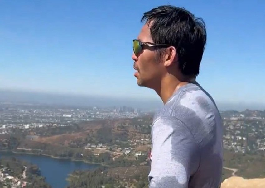 Manny Pacquiao Scales Summit Of Hollywood Hill