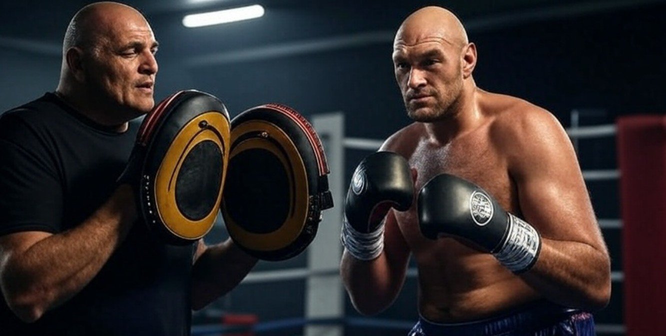 Tyson Fury Trains With His Father John On The Pads