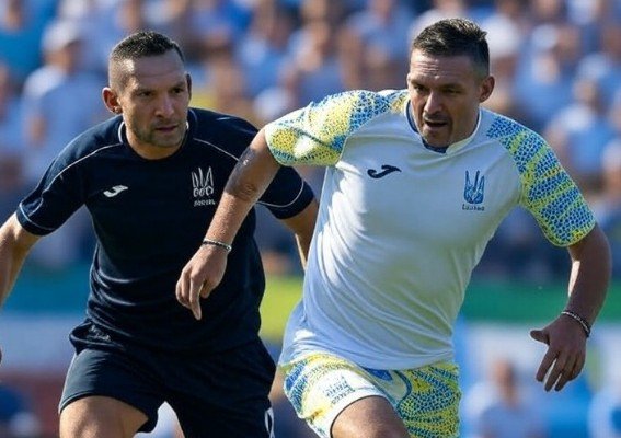 Usyk Plays Soccer With Ukrainian Soccer Legend