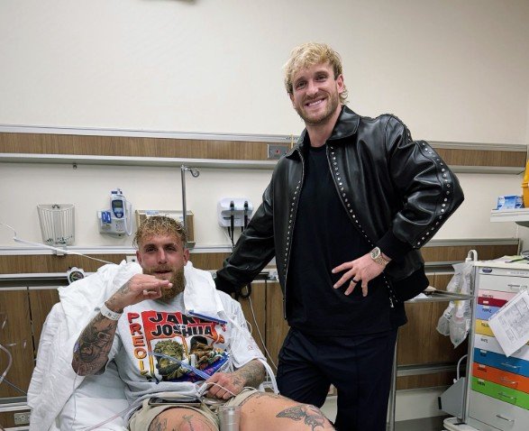 Logan Paul Reacts To Anthony Joshua Knockout Of His Brother Jake Paul In Hospital 2 Logan Paul Reacts To Anthony Joshua Knockout Of His Brother Jake Paul In Hospital