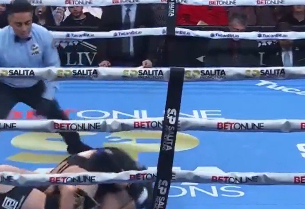 Female Boxer Takes Down Opponent In Boxing Match
