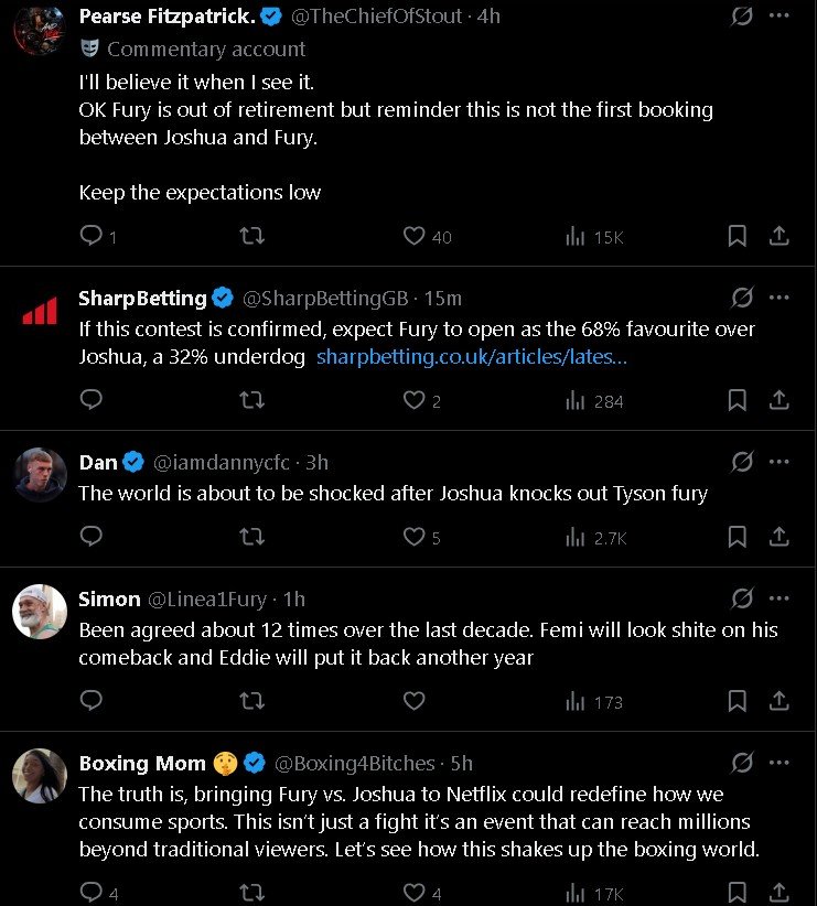 fury joshua reaction