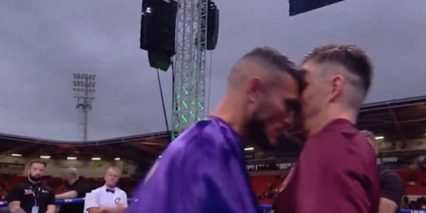 Boxer headbutts opponent before fight starts 2 Boxer headbutts opponent